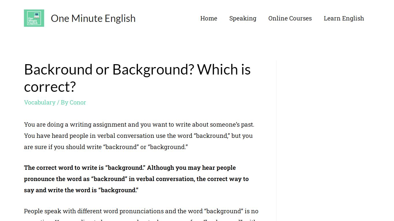 Backround or Background? Which is correct? - One Minute English