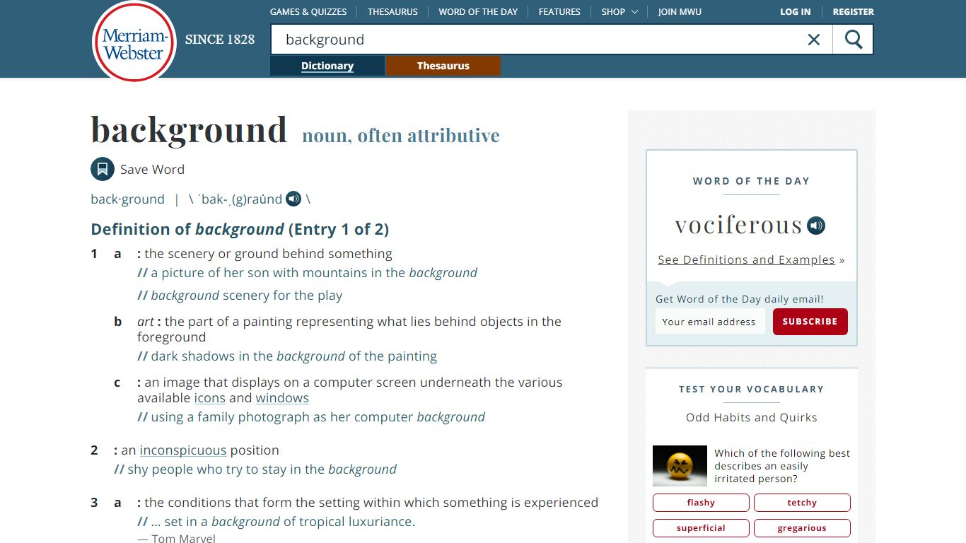 Background Definition & Meaning - Merriam-Webster